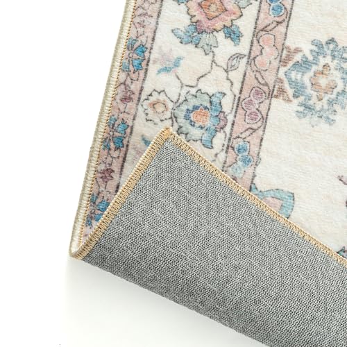 PureCozy Vintage Teppich Wohnzimmer 160x230cm Beige Waschbar Teppiche Rug – Ansicht 9