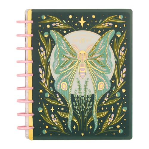 Happy Planner Disc-Bound Planner July 2026June 2027 Includes 3 Extra Months and 2 Sticker Sheets Classic Size 7 x 9.25 Horizontal Layout Mystic Moths Sage