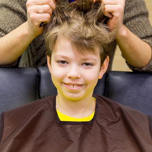 Capa impermeable para corte de cabello unisex café miniatura 5