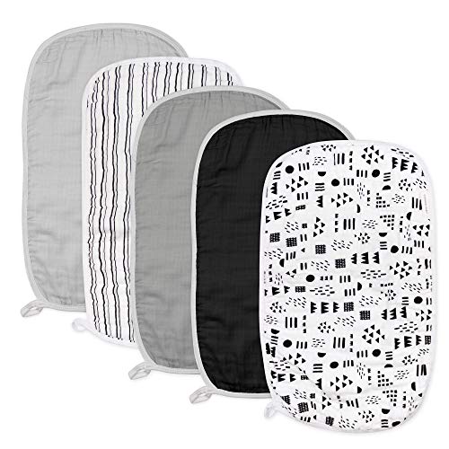 Image of HonestBaby Baby Organic Cotton Multi-layer Burp Cloths Multipack, Pattern Play, One Size US