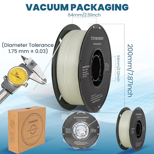 Image of TINMORRY PETG Filament 1.75, Rapid PETG-Eco 3D Printer Filament, Compatible with Most FDM 3D Printers, 1 KG 1 Spool, Meeple White