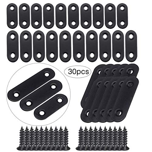 Preisvergleich Produktbild Edelstahl Lochplatte Flachverbinder,Liwein 30 Stück Edelstahl Flachverbinder Metallverbinder Lochblech Holzverbinder Flache Platte Ecke Brackets Heavy Duty Halterung mit 40 Schrauben(schwarz)