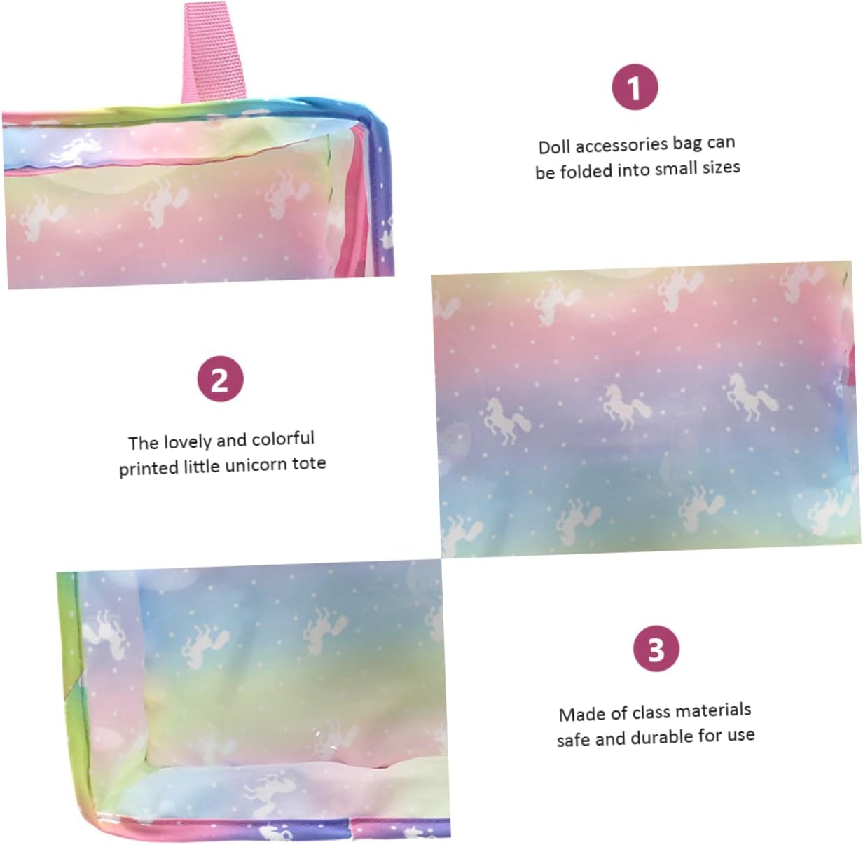 Toyvian Portable Doll Clothes Storage Bag Mini Handbag Organizer Pouch for Kids Travel Doll Accessories Clear Storage Case 9.64X8.66X3.14In - Image 5