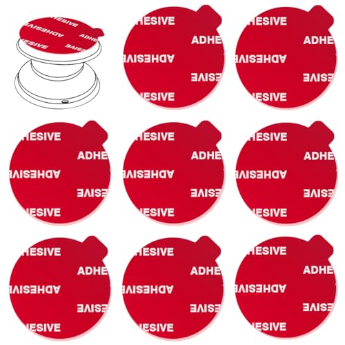 8pcs Clear Sticky Adhesive Pads for Socket Base Mount, 1.38 inches Round Double-Sided Replacement Tapes for Phone Collapsible Grip Stand Back Base,Mini Car Phone Holder