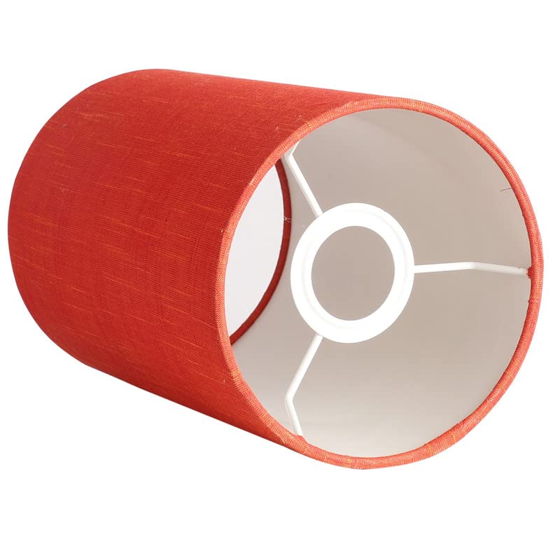 Image of Red Texture Color, Classic Pendant Cylinder Lamp Shade, Decorative Light Lamp, Hanging Spotlight with Fixture, 40Watts, Black Canopy -: Pack of 1 (6 * 10 Inches)
