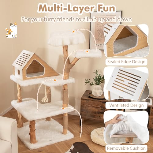 Árbol para Gatos de Madera Maciza Tangkula 60 pulgadas miniatura 5