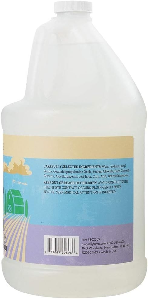 Ginger Lily Farms Botanicals Plant-Based Liquid Dish Soap, Concentrated Formula & Club & Fitness Conditioning Liquid Hand Soap Refill, 100% Vegan & Cruelty-Free, Fragrance Free, 1 Gallon