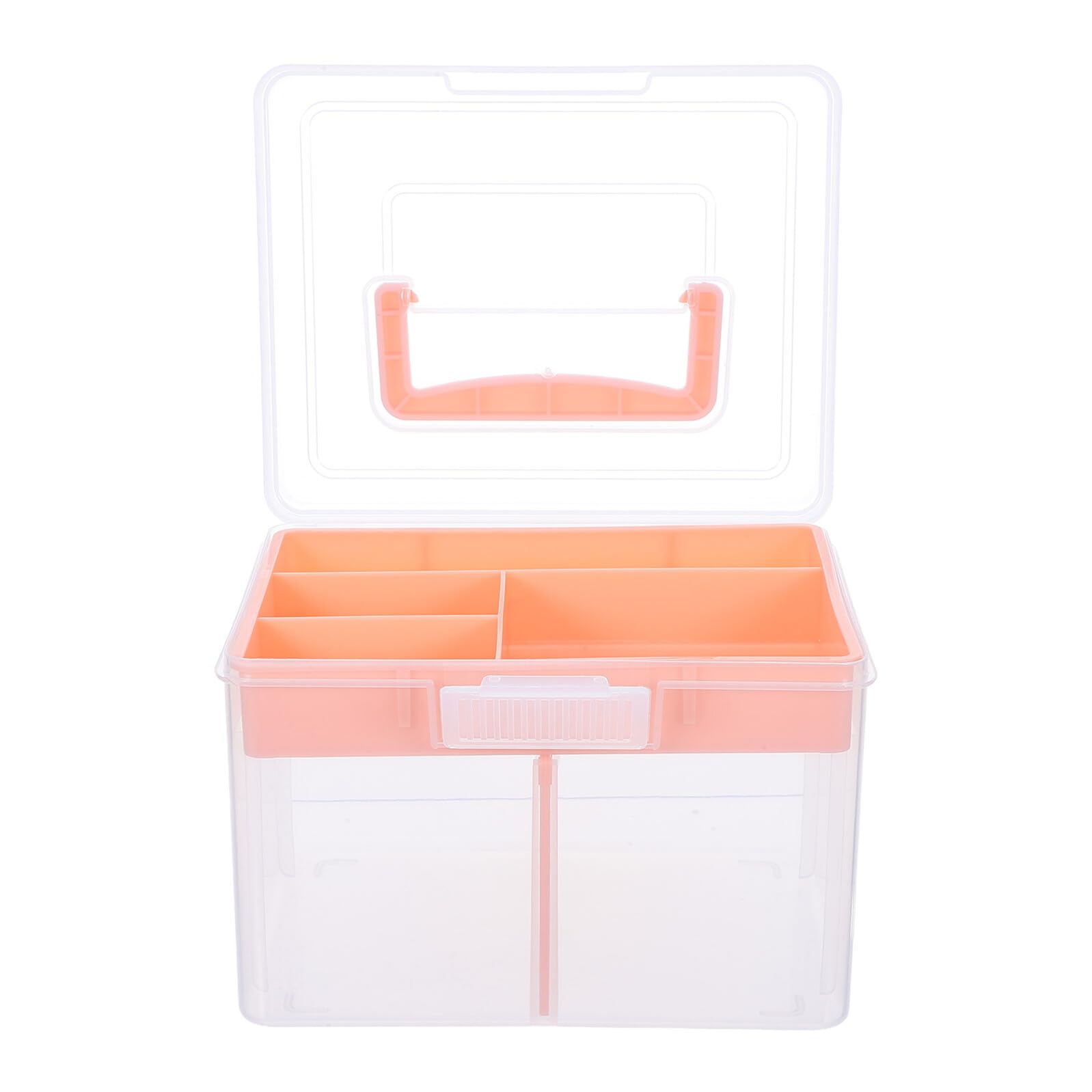 Boîte de rangement multifonctionnelle compartimentée rose pour petits accessoires et mercerie