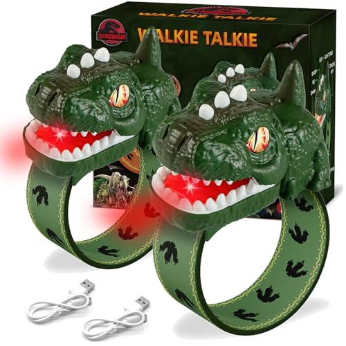 Image of Dinosaur Walkie Talkies for Kids, 2Pcs Rechargeable Dinosaur Toys for Kids | Long Range Dino Walkie Talkies for Camping Gear & Outdoor, Kids Toys Birthday Christmas Stocking Stuffers for Boys Girls