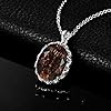 JewelryPalace Huge 8.5ct Oval Shape Natural Smoky Quartz Pendant Necklace for Women, 925 Sterling Silver Necklace for Her, Genuine Gemstone Jewelry sets 18 Inches Chain #2