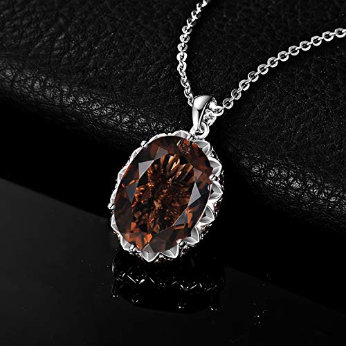 JewelryPalace Huge 8.5ct Oval Shape Natural Smoky Quartz Pendant Necklace for Women, 925 Sterling Silver Necklace for Her, Genuine Gemstone Jewelry sets 18 Inches Chain3