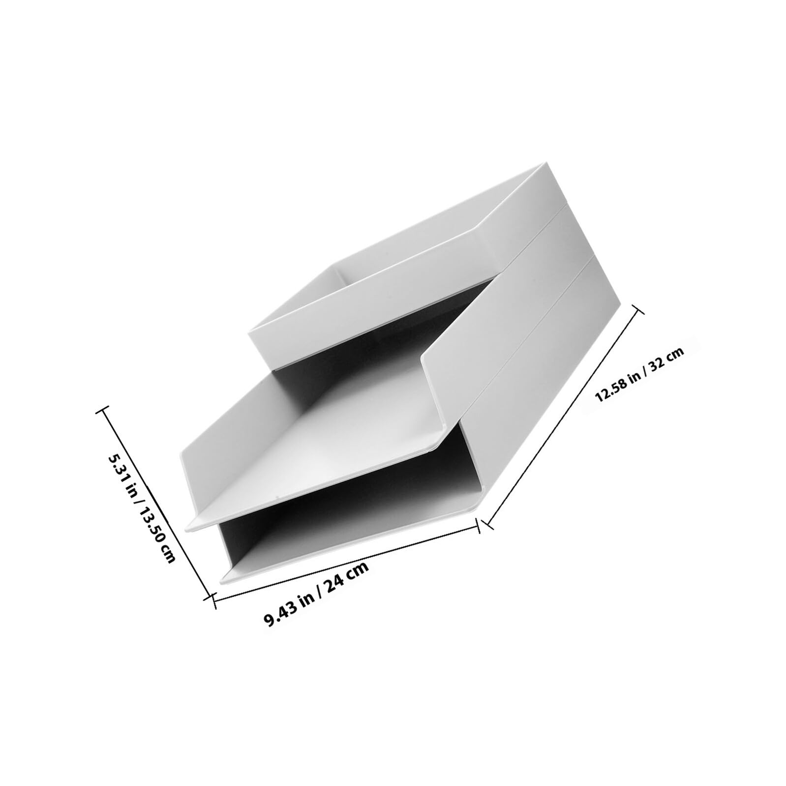 Set da 3 Organizer per Documenti Impilabili in Abs Bianco Grande Capacità e Scomparti per Ufficio Scrivania per Cancelleria e Prodotti per Ufficio