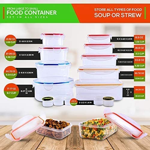 28 Pcs Large Food Storage Containers With Airtight Lids-Freezer & Microwave Safe,Bpa Free Plastic Meal Prep Containers & Kitchen Set.leak Proof Lunch Containers-Snacks, Sandwich, Sauces & Bento Box #TOP1