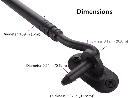 Miniatura 2 de Cerradura de puerta de granero de 6 pulgadas, cerradura de puerta corredera, pestillo de acero inoxidable, cerradura de gancho negro resistente para