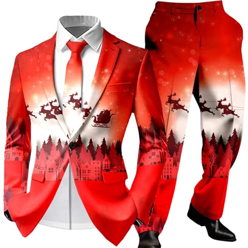 Ensemble homme costume de fête rouge taille S vêtement cérémonie pantalon imprimé habillé