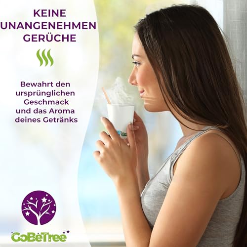 Foto von GoBeTree 100 Einweg-Kaffeebecher aus weißem Pappe, 240 ml/8 oz, weiße Einweg-Pappbecher, mit Holzstäbchen für Kaffee, heiße und kalte Getränke.