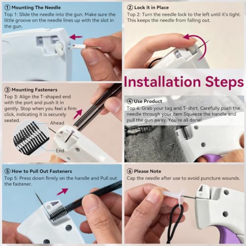 Image of AISOSO Handheld Tagging Gun for Clothes, with 3000 Fasteners, White | Includes 0.5mm Needle Quick Clothing Fixer, 1500pcs Each in Black & White, for Securing Cuffs, Collars, Tags