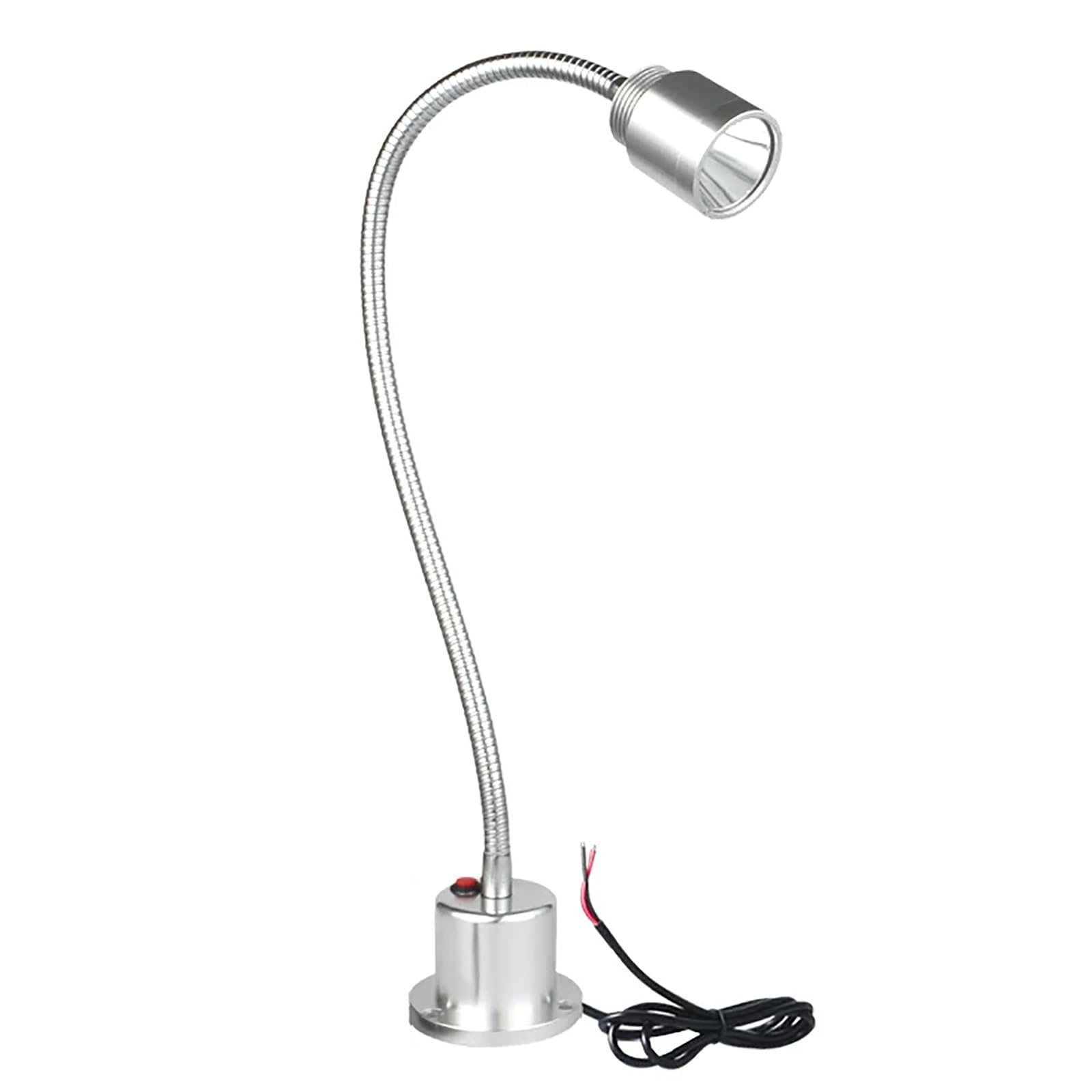 Lampada da Lavoro da 5 W, Lampada Flessibile a Collo D'oca da 24-36 V, Base con Fissaggio a Vite, per Torni, Banchi da Lavoro e Macchine da Cucire