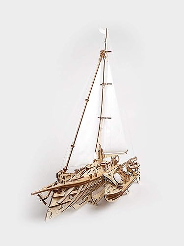 Miniatura 3 de UGEARS Trimaran Merihobus - Rompecabezas 3D para adultos, modelos mecánicos de madera, kits de manualidades de construcción para adultos