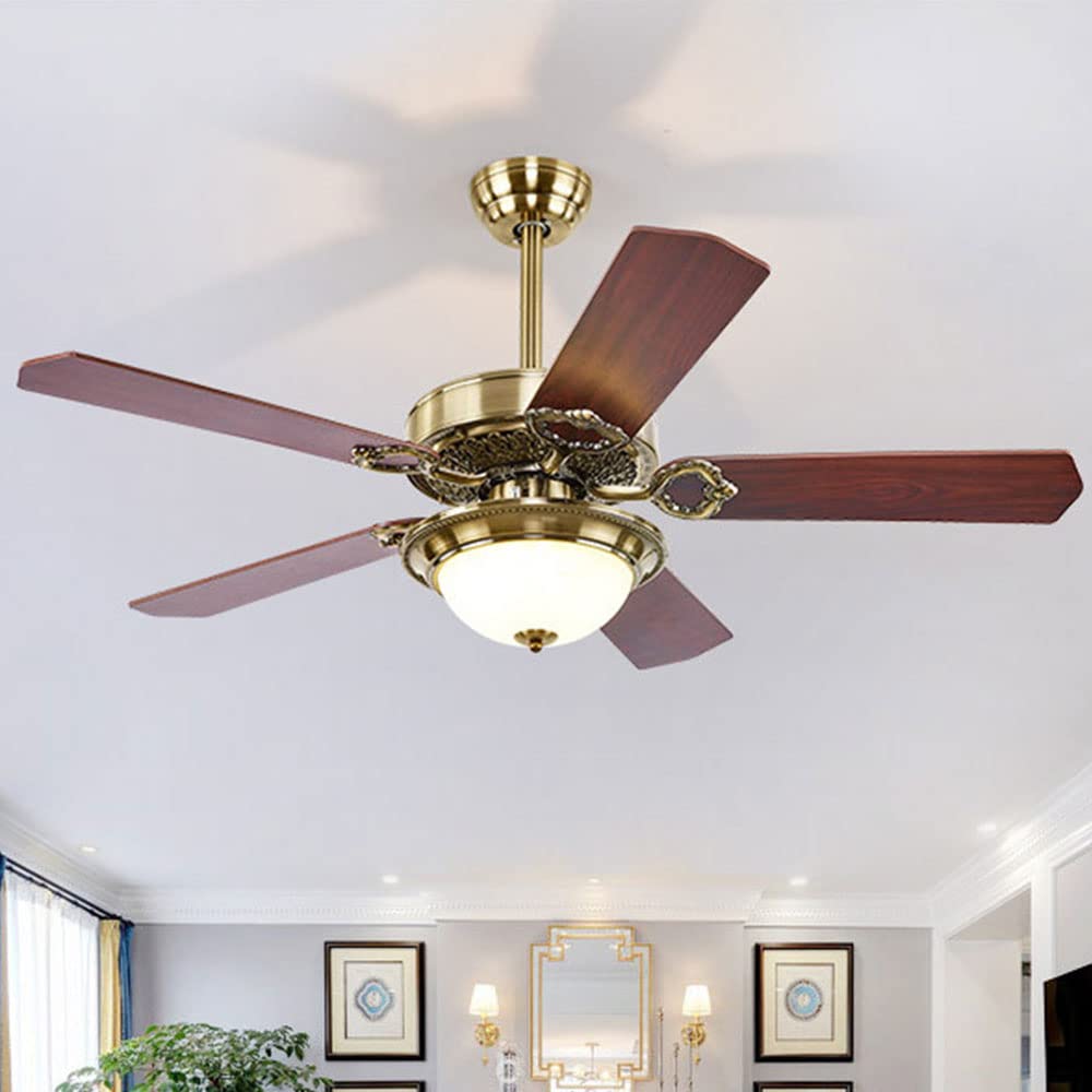 Ventilateur de plafond muet à 3 vitesses avec éclairage LED puissant en métal bronze 42"