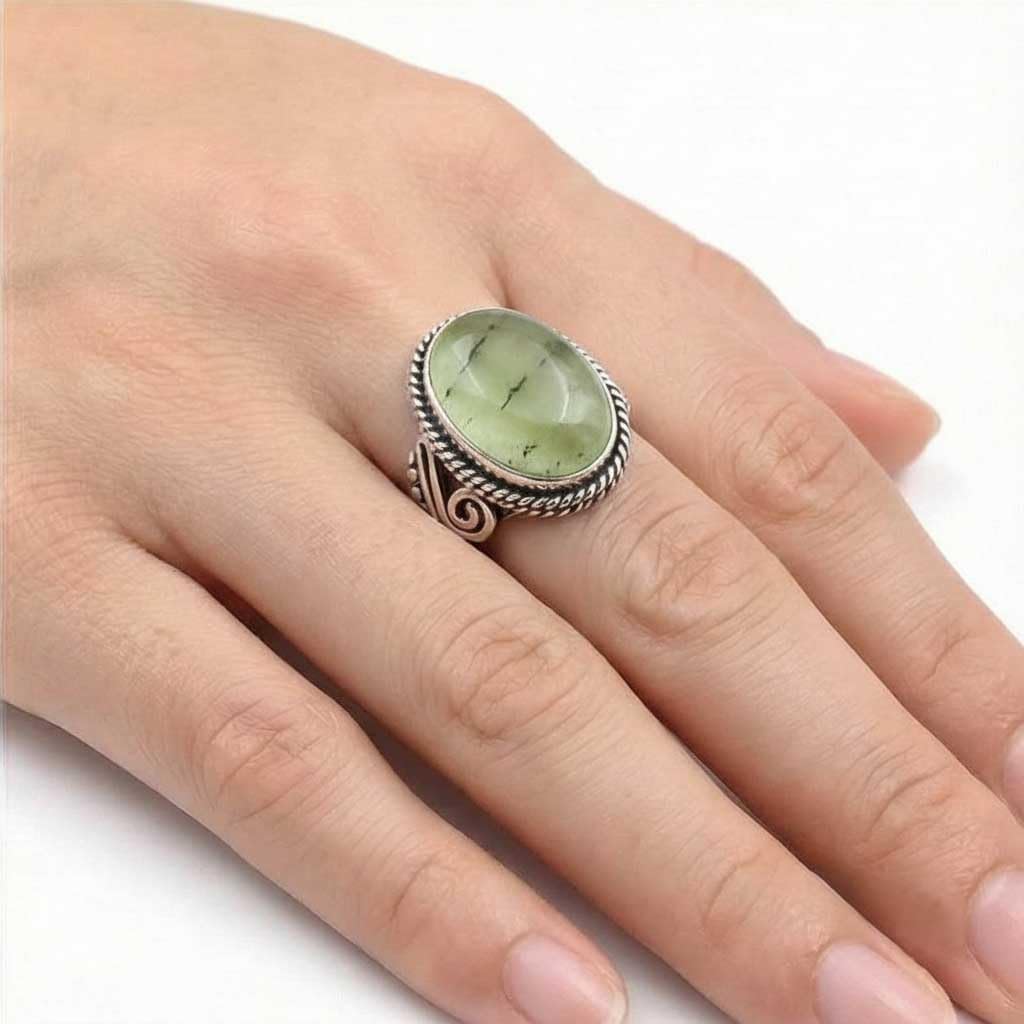 JEWELOPORIUM Boho Handmade Jewelry Chunky Natural Gemstone Labradorite, Crystal, Moonstone, Turquoise Oval 925 Sterling Silver Plated Ring For Women