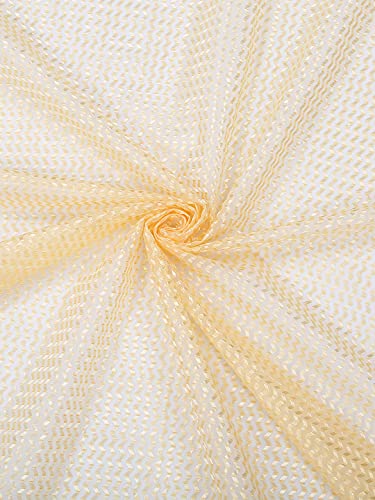 Image of Set of 2 Pcs Sheer Premium Lightweight Tissue Fabric Solid Gold Color Eyelet Door Curtain, 2 Pc Door Curtain 7ft