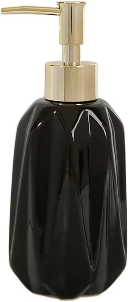 Soap Dispenser Bottle Ceramic Empty Bottle Square Push-Type Shampoo Shower Gel Bottling Creative Household Soap Dispenser Lotion Soap Dispenser (Colour: White) (Black)