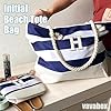 Vavabox Initial Beach Bag with Zip and Pockets, Personalized Gifts for Women, Water-resistant Foldable Large Beach Tote Bag Set for Travel Swimming Pool #5