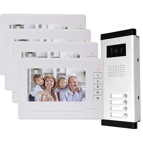 uoweky - Videocitofono cablato 7 TFT-LCD con videocitofono 4 monitor