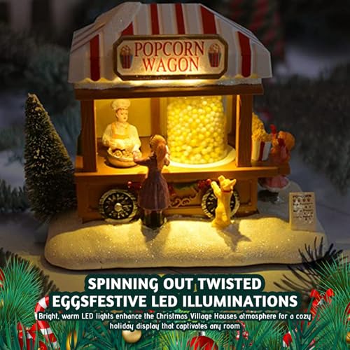 Wagon de Pop-Corn Miniature Illuminé pour Décoration de Table Hivernale - 4