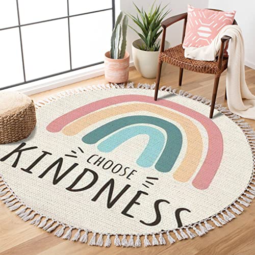 Tapete Boho Redondo 120 cm Colorido con Flecos miniatura 3