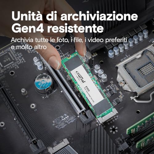 E100 2TB PCIe Gen4 NVMe M.2 SSD Interno, Fino a 5.000 MB/s, Compatibile con Notebook e PC Desktop - CT2000E100SSD8 - Hdd - Immagine 3