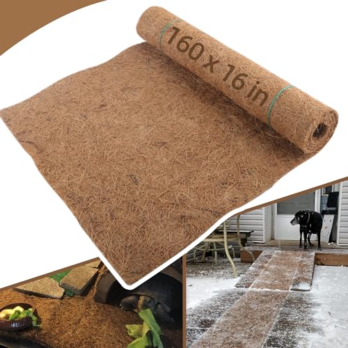Coco Liner Roll - 16x160 inch Natural Coconut Fiber for Planters Versatile Flower Baskets Garden Decoration Animal Pet Pads - Reptile-Friendly Ideal for Window Boxes and Nesting Boxes
