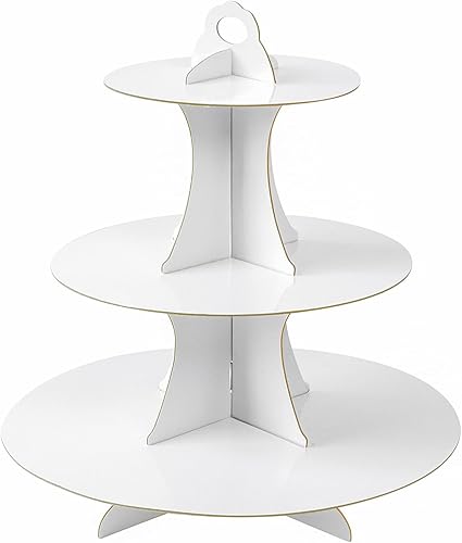 Soleebee Soporte redondo de 3 niveles para cupcakes, torre de cartón para cupcakes, torre de postre para decoración de cumpleaños, bodas, fiestas, 1