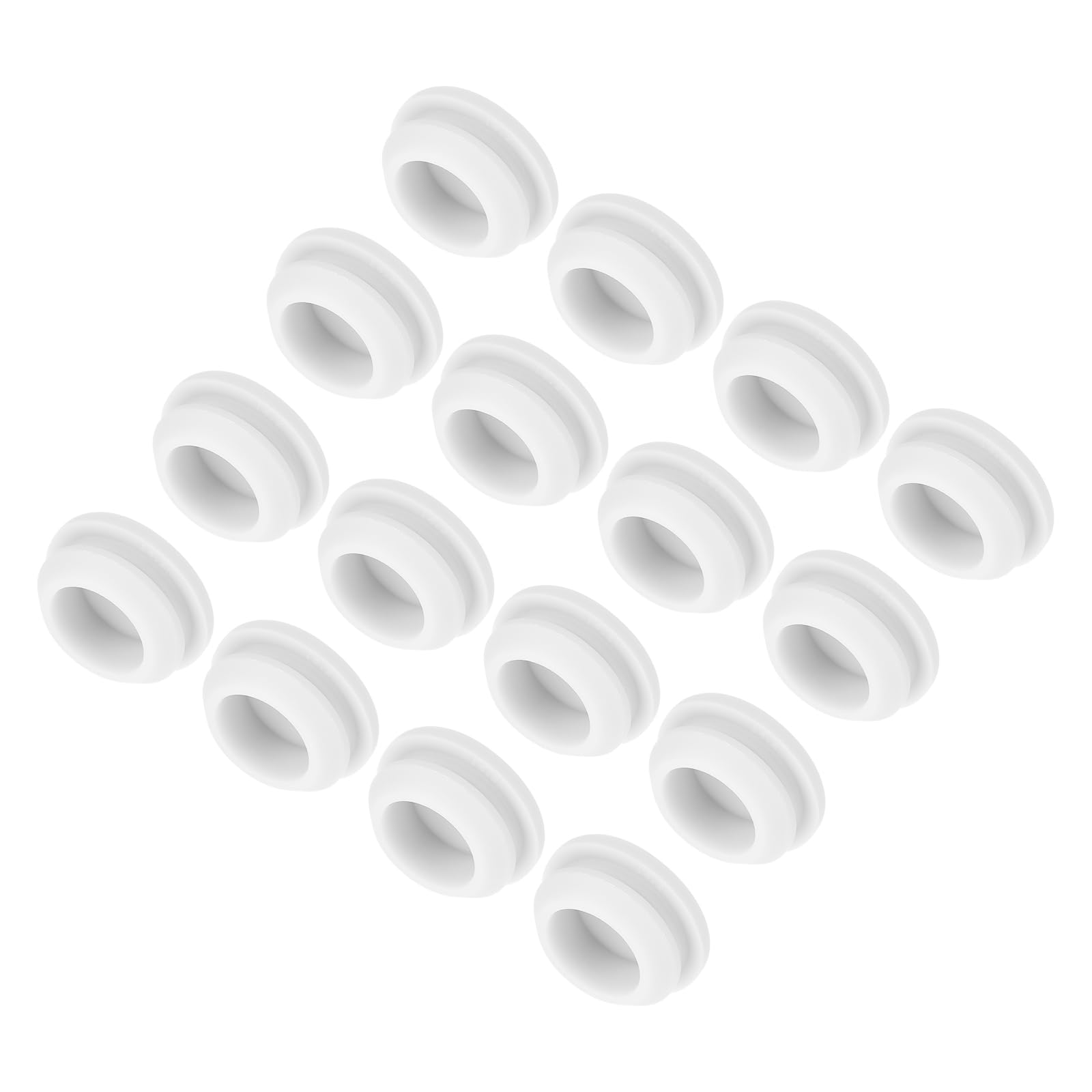 sourcing map 16pcs Silicone Snap in Locking Hole Plugs,14mm/0.6 Inch Mounting Diameter Narrow Groove Width 2mm Panel Seal Cover Round for Kitchen Bulkheads Waterproof Sealing Plugs White