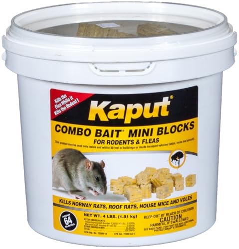 Kaput Combo Bait Mini Blocks, Rodent Bait for Mice & Rats, Warfarin Vole Killer for Indoor/Perimeter...