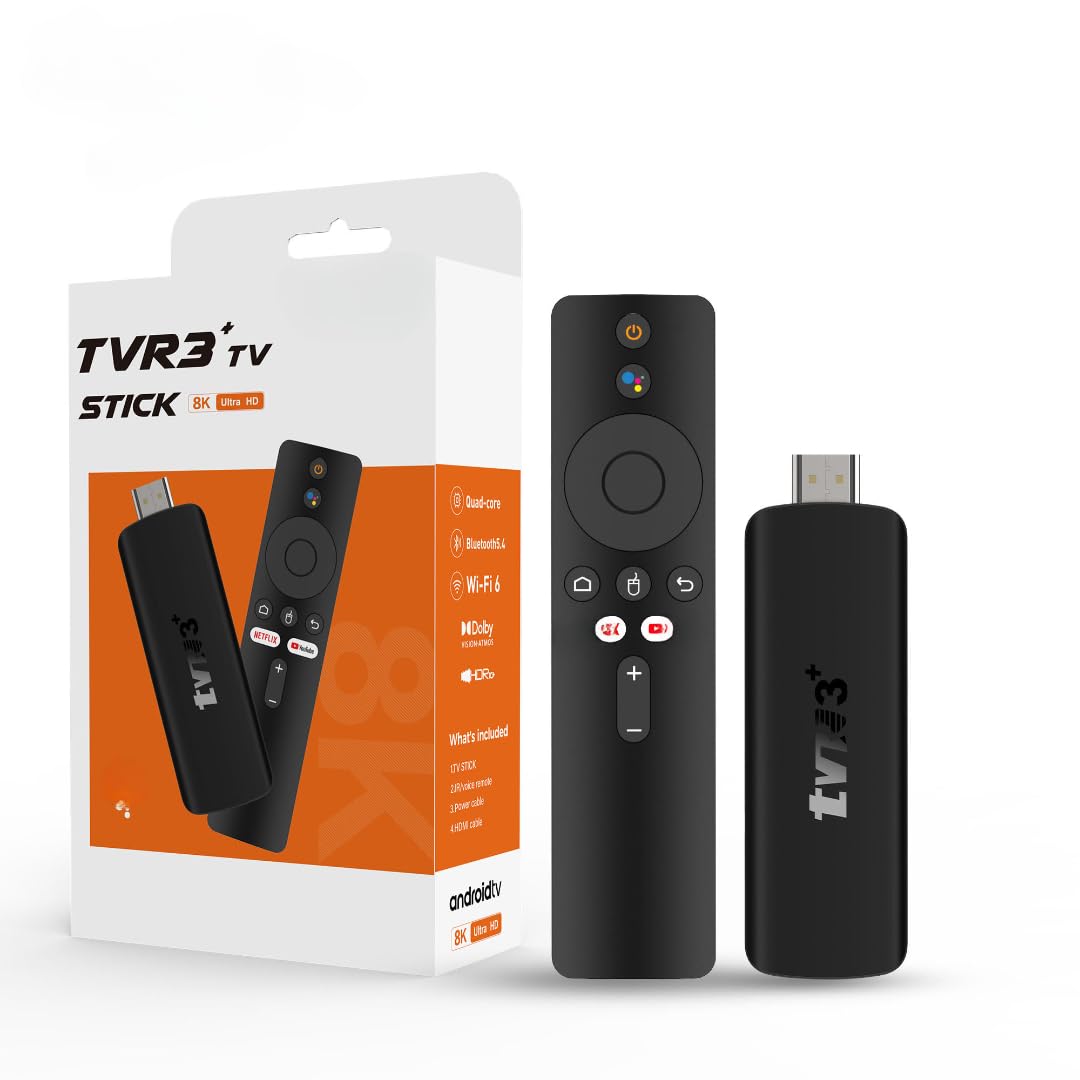 Android TV Stick 4K UHD con WiFi 6, Bluetooth 5.0 y Control por Voz | Convierte Cualquier TV en Smart TV | Compatible con Apps de Streaming | HDMI | Reproductor Multimedia..