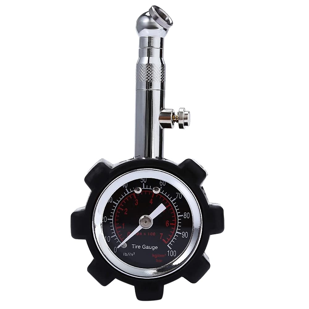 HMTE Manómetro de presión de neumáticos de Alta precisión, Color Negro, 100 PSI, Compatible con manómetro de presión de Aire de Coche preciso, Compatible con Coches, Camiones y Motocicletas