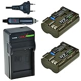 Chili Power BP-511, BP-511 A Kit: 2 x Batería + Cargador para Canon EOS 5d, 10d, 20d, 20Da, 30d, 40d, 50d, 300d, D30, D60, Rebel, PowerShot G1 de  G6, Pro 1, Pro 90 IS, FV2 –  FV400, FVM1, FVM10, ZR10 –  ZR90