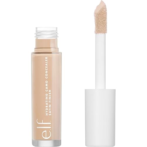 e.l.f. Hydrating Camo Concealer, Covers Blemishes & Under-Eye Circles, Full-Coverage & Delivers A Satin Finish, Vegan & Cruelty-Free, Medium Peach