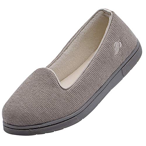 Wishcotton Light Breathable Slippers with Nonslip Sole,Light Grey,8 M US