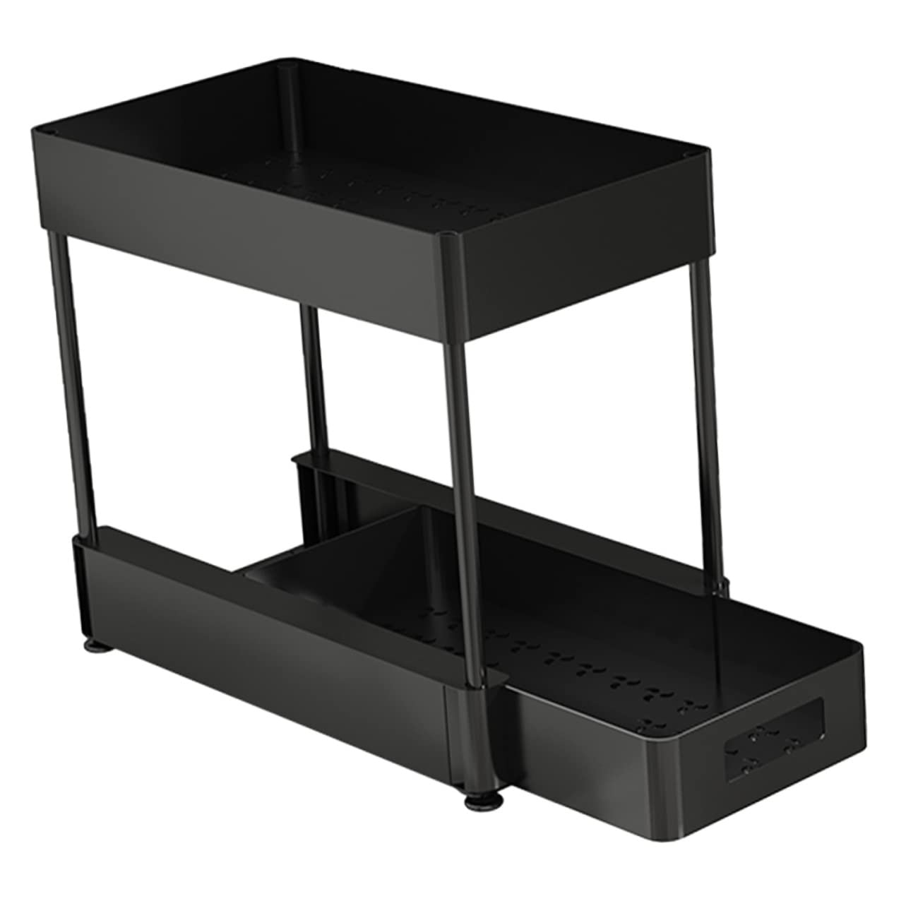 STOBAZA Under Sink Organizer Pull out Storage Rack for Bathroom and Kitchen Versatile Cabinet Shelves for Toiletries and Spices Space Saving Design with Ventilated Bottom