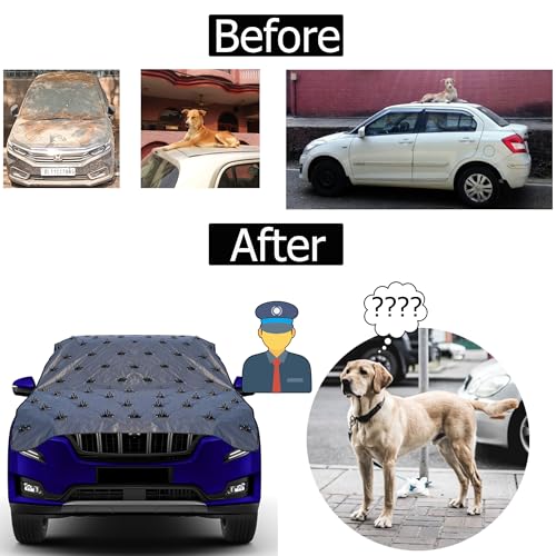 Image of Waterproof Spike Car Cover for Nissan Micra Completely Protect Car from Dogs & Monkeys Also Compatible with All Hatchback,Sedan and SUV Cars (13.4 Feet) Full Roof Universal Size