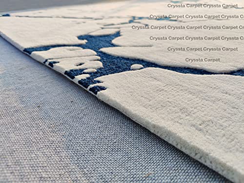 Image of Cracks Carpet for Living Room Size 6x8 Feet (180x240 cm) Color Ivory Blue