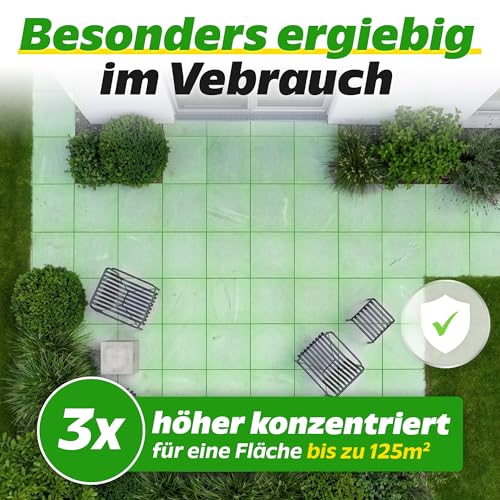 PRINOX® Grünbelagentferner Konzentrat 1000ml inkl. Mischflasche – EXTRA STARK I Moosentferner & Algenentferner für Fassade, Terrasse, Dach, Pflasterstein I Chlorfrei & Säurefrei I Made in DE