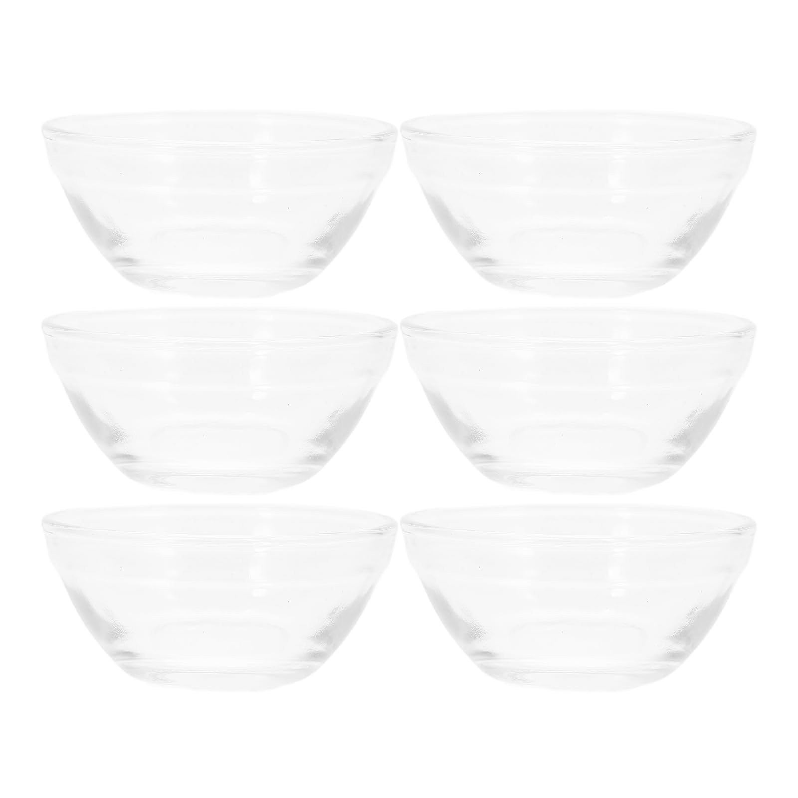 6pcs Glass Food Bowls Multi-function Pudding Dessert Containers Stacked Bowls for Rice Noodles and Snacks Heat Cold Resistant Design for Home Use