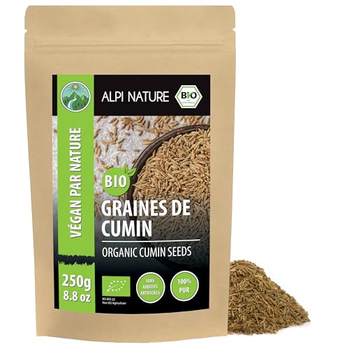Alpi Nature Cumin Graines BIO 250g, Graines de Cumin bio Entières pour la Cuisine et les Mélanges d'Épices