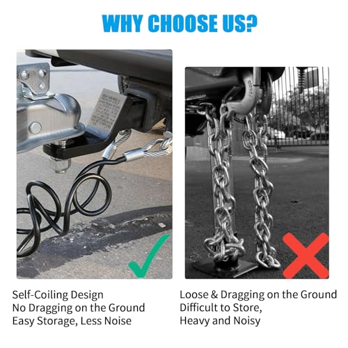Image of 44 inch Trailer Safety Cables with 17 /32 inch S-Hooks 7500 lbs 2 Pack | 3 /8 inch Vinyl-Coated Galvanized Steel with 17 /32 inch S-Hooks, 7500 lbs Break Strength, 2-Pack Heavy Duty Towing Safety Chains