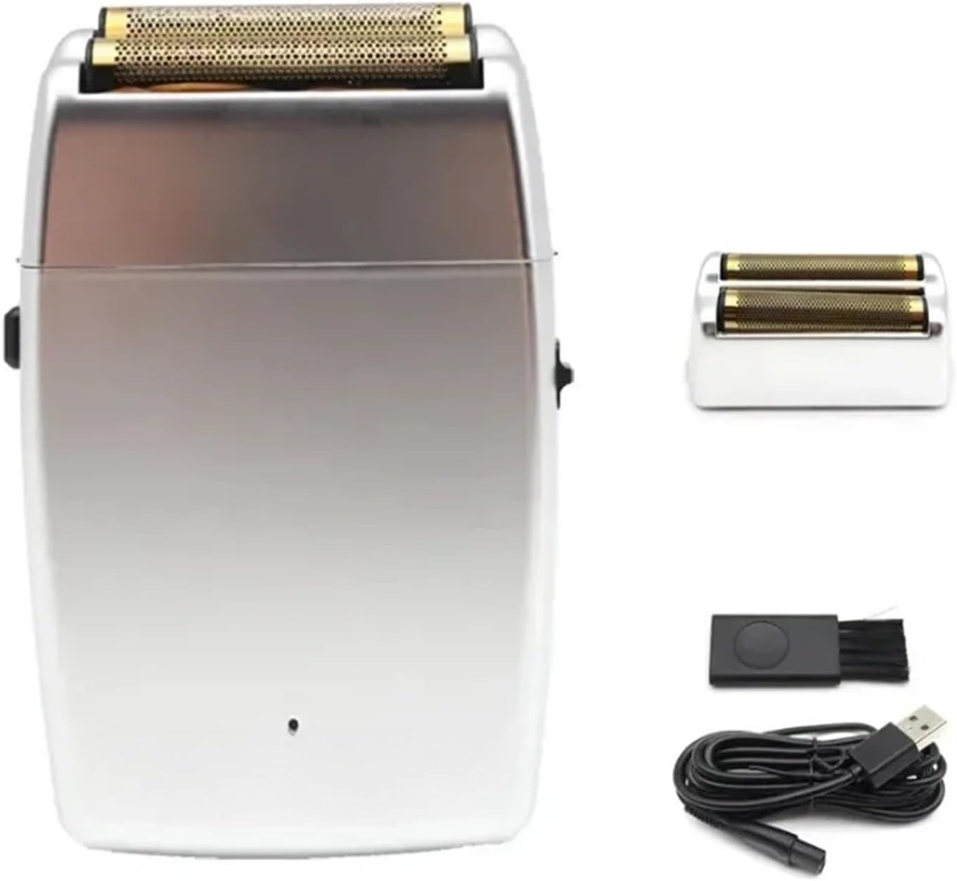 Compatible With POP Barbers P620 Professional Men's Beard Trimmer & Double Foil Shaver 11000 RPM High-Speed Electric Hair Cutting Machine, USB Rechargeable for Home & Salon Use(Silver-Netcover)