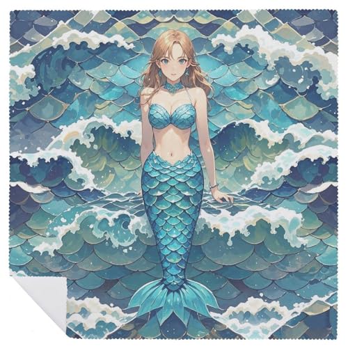 Servilletas finas de tela con diseño de escamas de sirena, elegancia impresa para tu mesa 7
